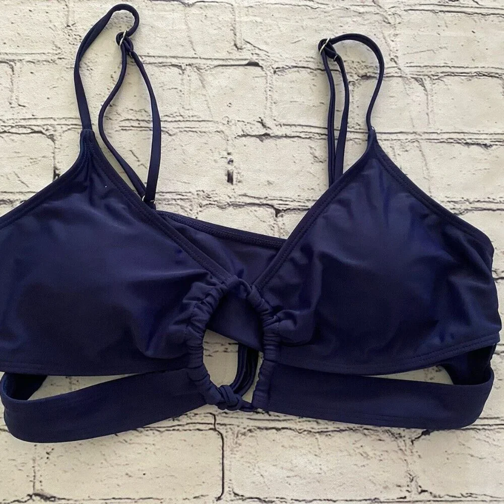 Zaful Navy Blue 2 Piece Keyhole Front Bikini Set Women's Size‎ 8/L Cut Out NWOT
